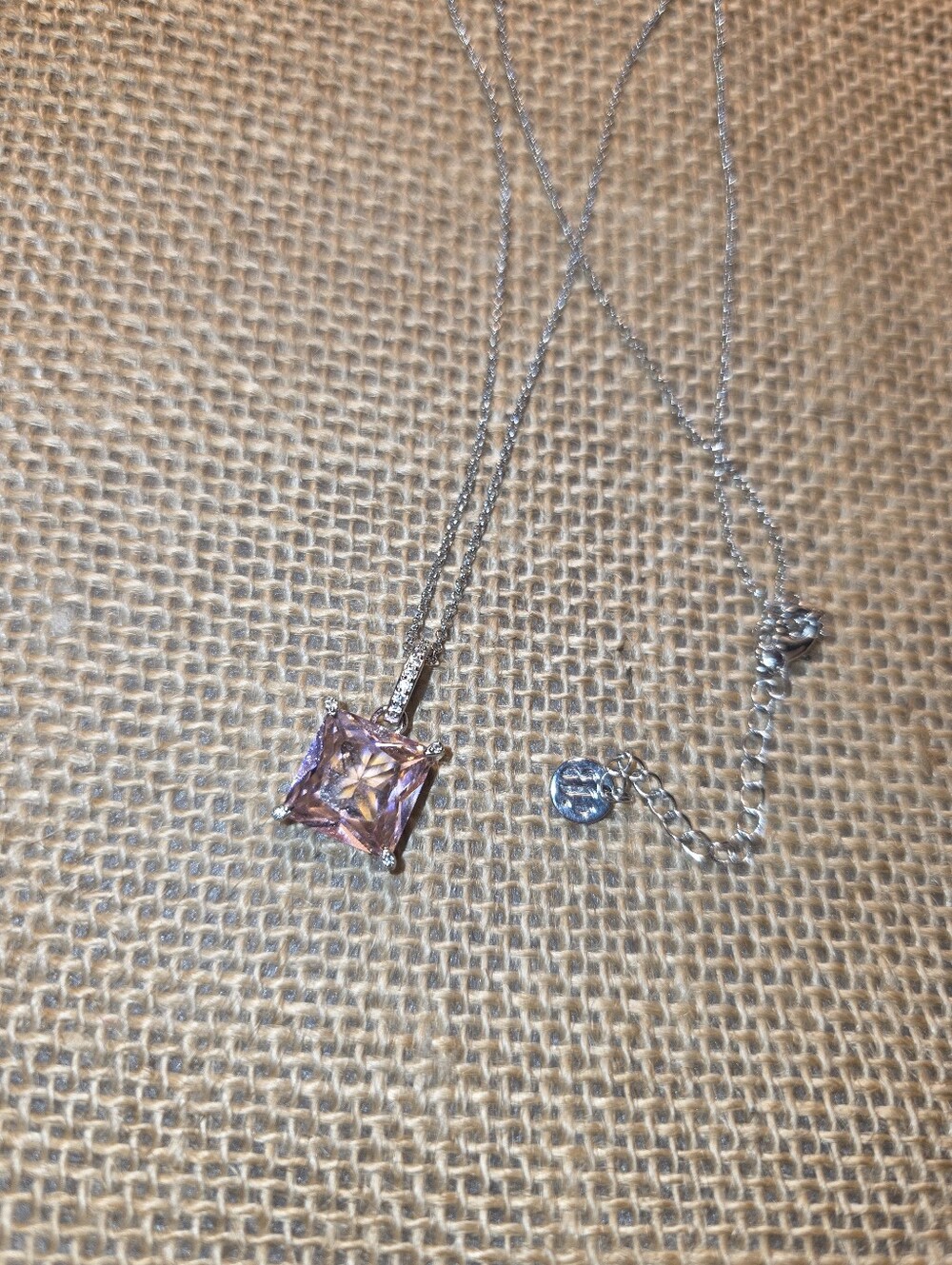 Bomb Partyy  Necklace with Square Pink Pendant